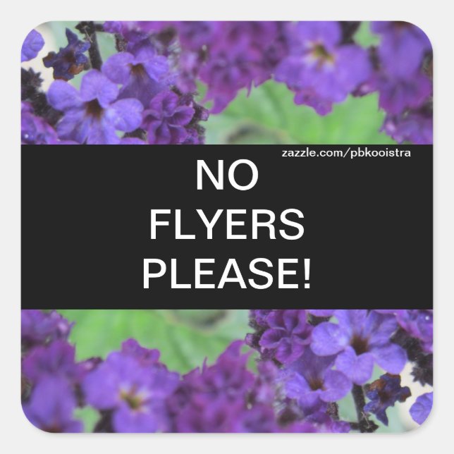Purple Flowers No Flyers Please Sticker (Front)