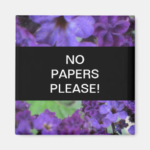 Purple Flowers No Papers Please Magnet