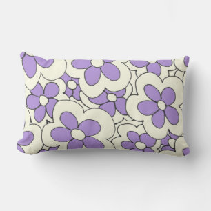Purple flowers on cream lumbar cushion