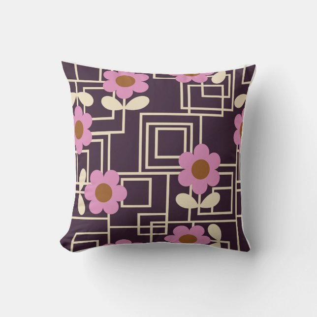 purple flowers orla kiely cushion (Front)