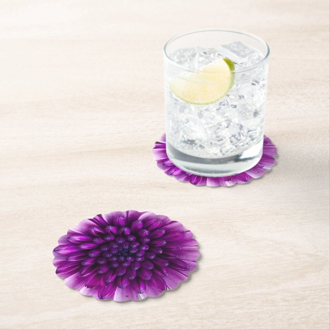 Purple Flowers Paper Coaster (Insitu)