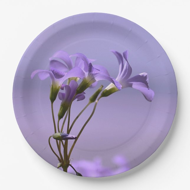 Purple Flowers Paper Plate (Front)