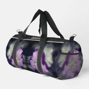 Purple Flowers Partial Colour Personalised Duffle Bag
