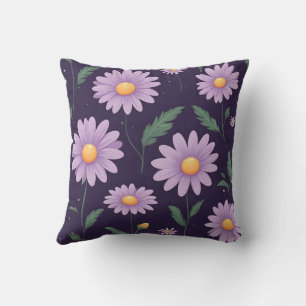 purple flowers pattern art cushion