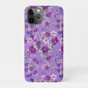 Purple flowers pattern iPhone 11 pro case