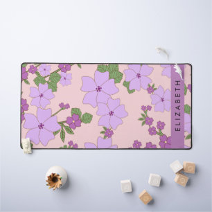 Purple Flowers, Pattern Of Flowers, Your Name Desk Mat