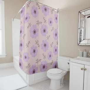 purple flowers patterns shower curtain