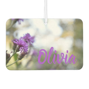 Purple Flowers Personalised Nature Photography Car Air Freshener