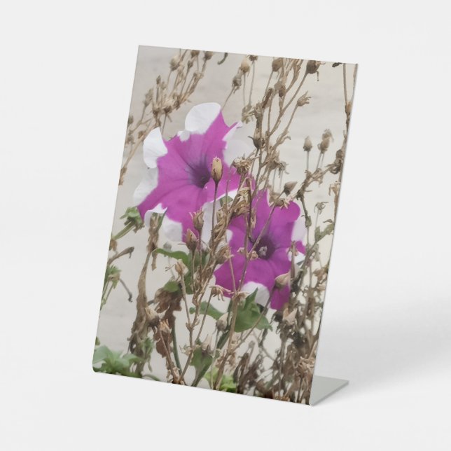 Purple Flowers Photo Pedestal Sign (Front)