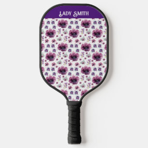 purple flowers pickleball paddle