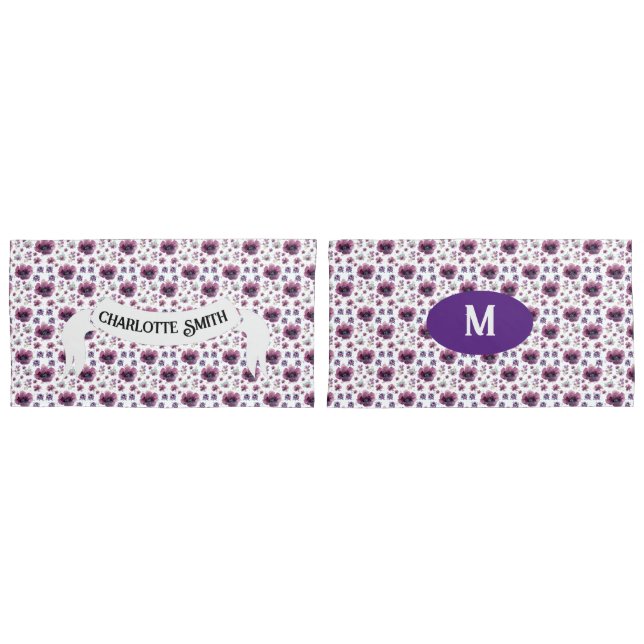 purple flowers pillowcase (Front-Set)