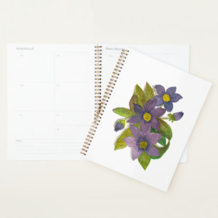 purple flowers planner