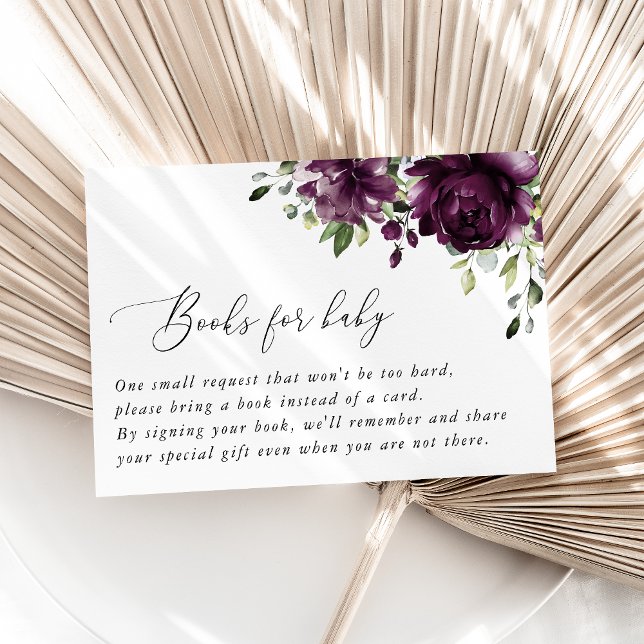 Purple Flowers, Plum Flowers, Boho, Books For Baby Enclosure Card (Creator Uploaded)