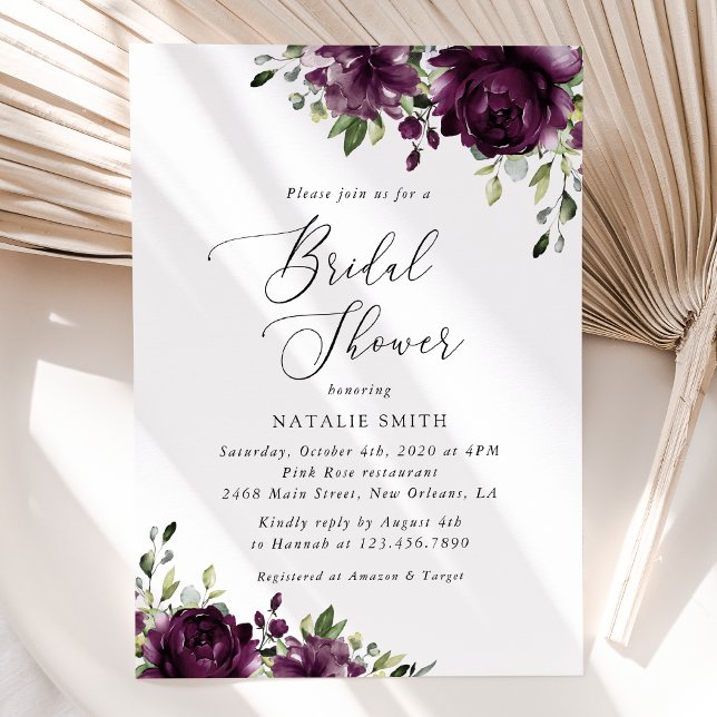 Purple Flowers, Plum Flowers, Boho, Bridal Shower Invitation (Creator Uploaded)