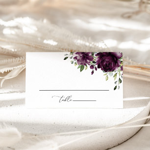 Purple Flowers, Plum Flowers, Boho, Bridal Shower Place Card