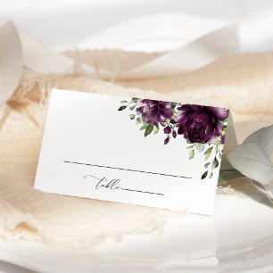Purple Flowers, Plum Flowers, Boho, Bridal Shower Place Card
