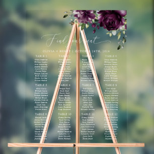 Purple Flowers, Plum Flowers, Boho, Seating Chart