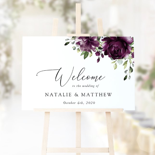 Purple Flowers, Plum Flowers, Wedding Welcome Poster (Creator Uploaded)