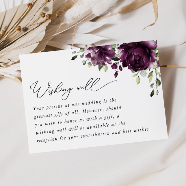Purple Flowers, Plum Flowers, Wedding Wishing Well Enclosure Card (Creator Uploaded)