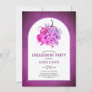 Purple flowers, pumpkins wedding engagement party invitation