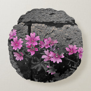 Purple flowers round cushion