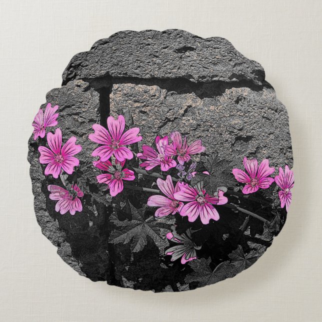 Purple flowers round cushion (Front)