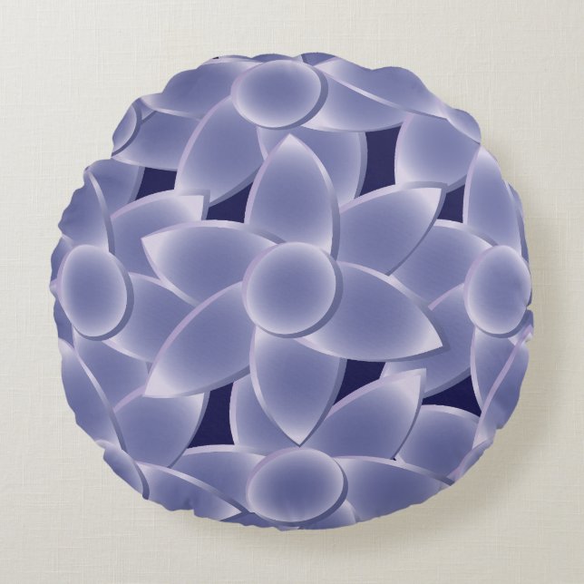 Purple flowers round cushion (Front)