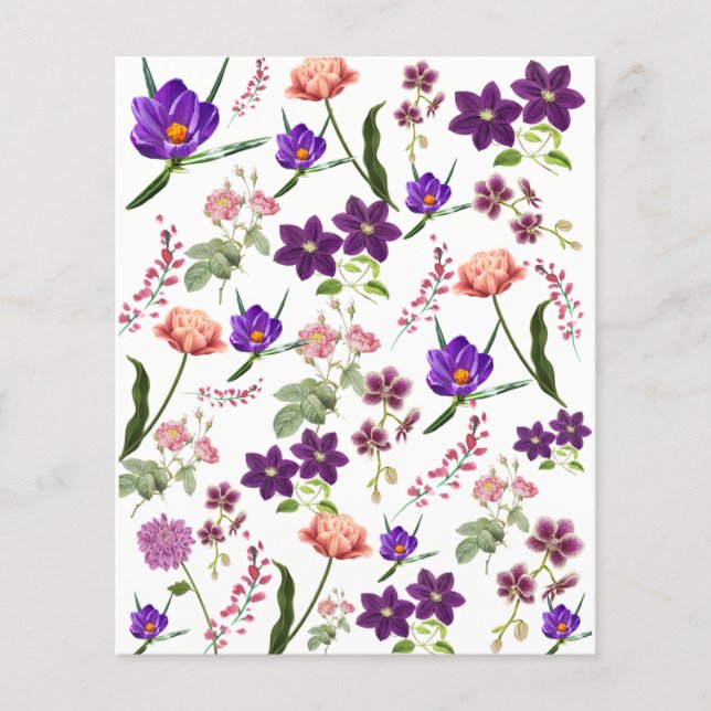 Purple Flowers Scrapbook Paper Sheet (Front)
