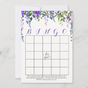 purple flowers Shower Bingo Cards