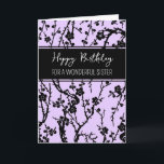Purple Flowers Sister Birthday Card<br><div class="desc">Birthday card for sister with modern purple and black flowers design and thoughtful verse.</div>