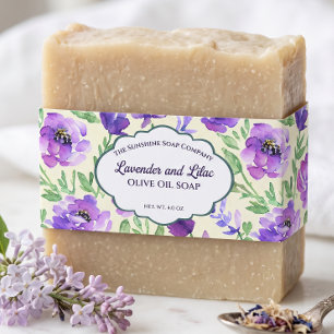 Purple Flowers Soap Belly Band Invitation Belly Band