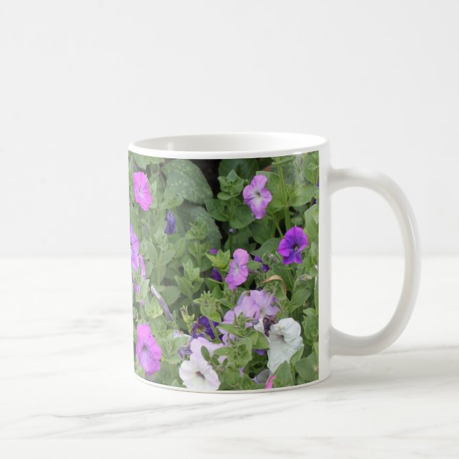 Purple Flowers Spring Garden Theme Petunia Floral Coffee Mug (Right)