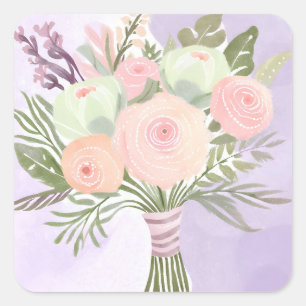 Purple Flowers Square Sticker
