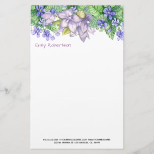 Purple Flowers Stationery