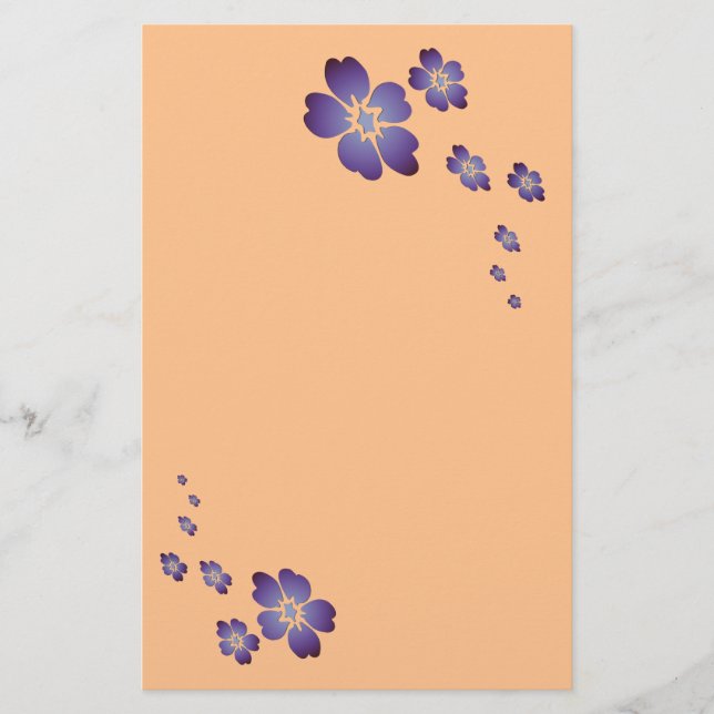 Purple Flowers Stationery (Front)