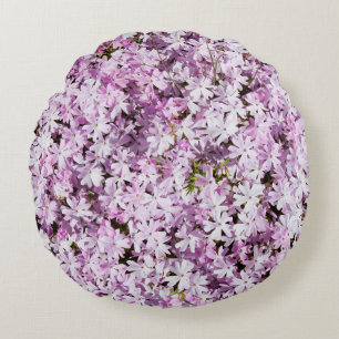 Purple flowers summer blossom freshness background round cushion