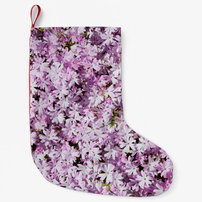 Purple flowers summer blossom freshness background small christmas stocking (Front)