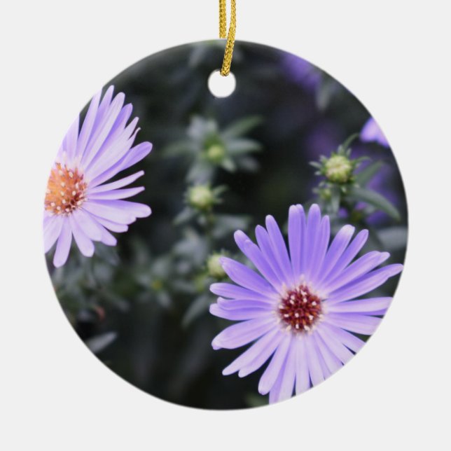 Purple Flowers Summer Nature Photography Floral Ceramic Ornament (Front)