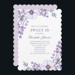 Purple flowers Sweet 16. Floral 16th birthday Invitation<br><div class="desc">Sweet 16 birthday invitation with purple flowers. Contact me,  please,  if you need additional items.</div>