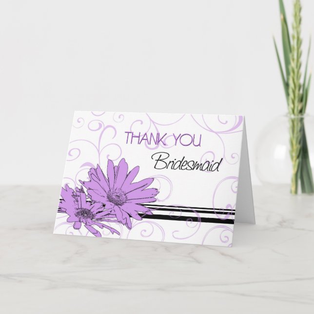 Purple Flowers Thank You Bridesmaid Card (Front)