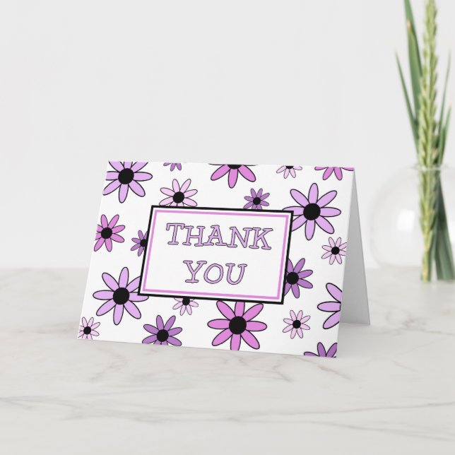 Purple Flowers Thank You Flower Girl Card (Front)