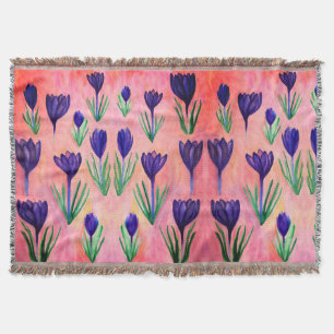 Purple Flowers  Throw Blanket