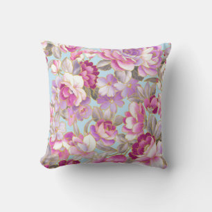 Purple Flowers Throw Pillow