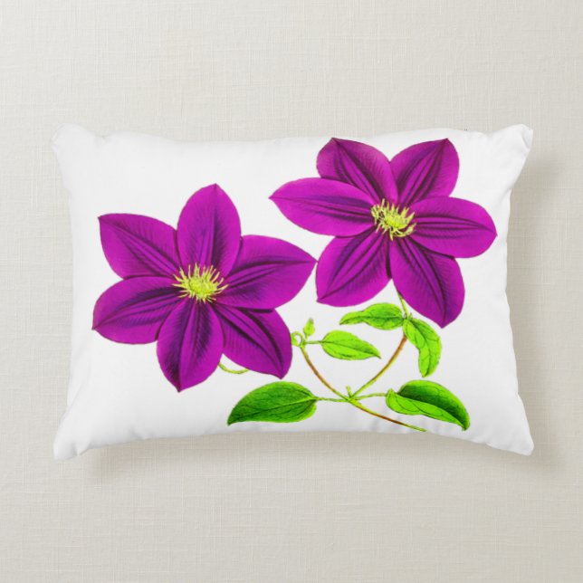 Purple flowers throw pillow. decorative cushion (Front)