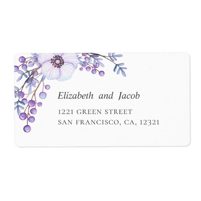 Purple flowers. Violet floral wedding address (Front)