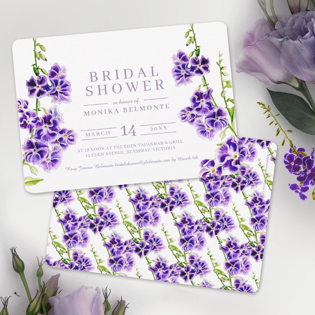 Purple flowers watercolor bridal shower invitation (Creator Uploaded)