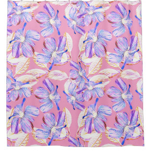 Purple Flowers: Watercolor Floral Elegance. Shower Curtain