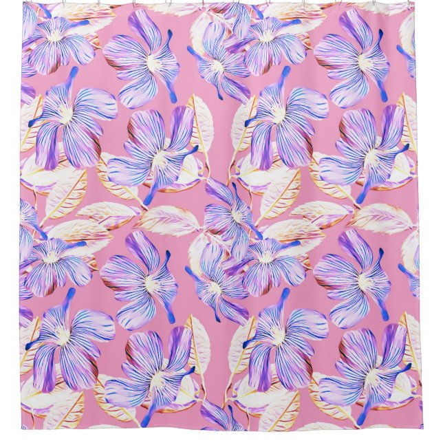 Purple Flowers: Watercolor Floral Elegance. Shower Curtain (Front)