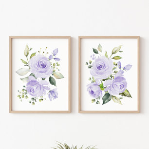 Purple Flowers, Watercolor Flowers, Gender Neutral