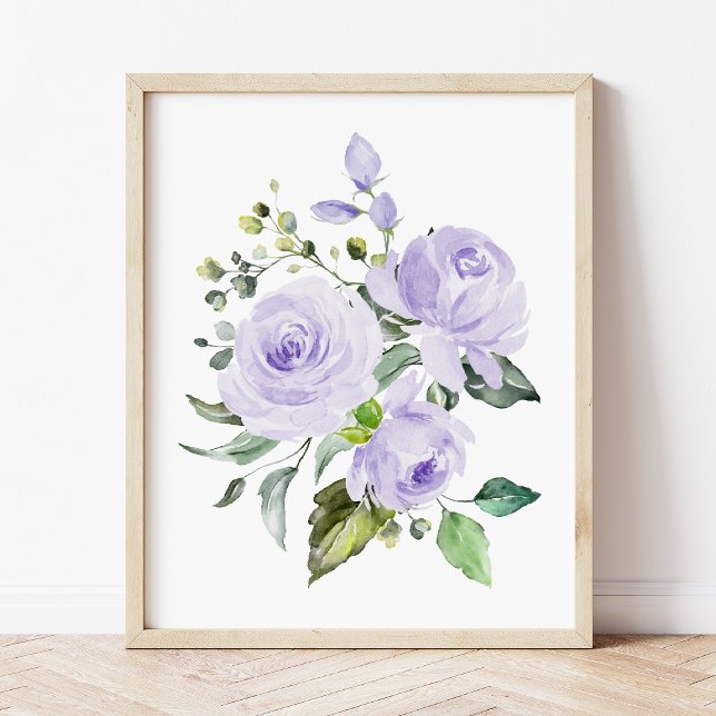 Purple Flowers, Watercolor Flowers, Gender Neutral Poster (Creator Uploaded)